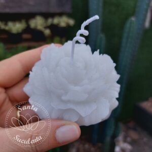VELA DECORATIVA AROMÁTICA MODELO SUCULENTA BRANCA  8cm