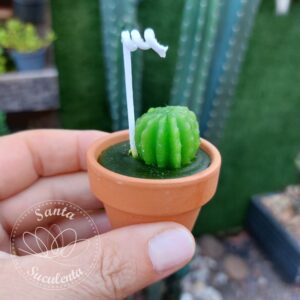 VELA CACTO NO VASINHO DE BARRO  4X3cm